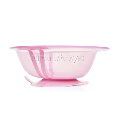 Тарелка детская глубокая на присоске 300мл (розовый)