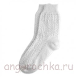Белые женские вязаные носки с орнаментом - 702.1