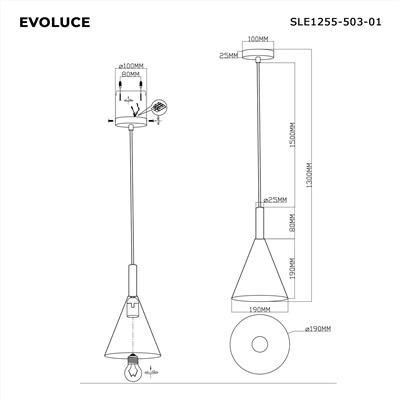 SLE1255-503-01 Светильник подвесной Белый/Белый E27 1*40W