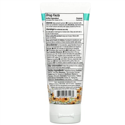 Badger Company, Baby Sunscreen Cream, SPF40, Chamomile & Calendula, 2.9 fl oz (87 ml)