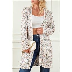 White Rainbow Popcorn Speckles Open Front Cardigan