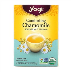 Yogi Tea, успокаивающая ромашка, без кофеина, 16 чайных пакетиков, 24 г (0,85 унции)