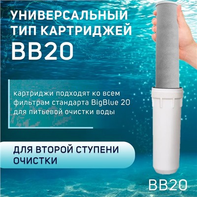 Картридж сменный ZEIN CTO-20BB, прессованный кокосовый уголь, 5 мкм