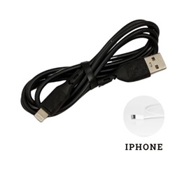 USB провод силиконовый для зарядки iPhone, 1 метр, чёрный, 213721, арт.600.029