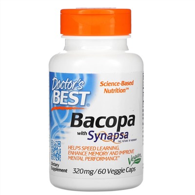 Doctor's Best, бакопа с Synapsa, 320 мг, 60 вегетарианских капсул
