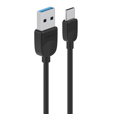 Кабель USB - Type-C Celebrat SKY-2T  100см 2,4A  (black)