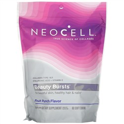 Neocell, Beauty Bursts, со вкусом фруктового пунша, 2 г, 60 мягких жевательных таблеток