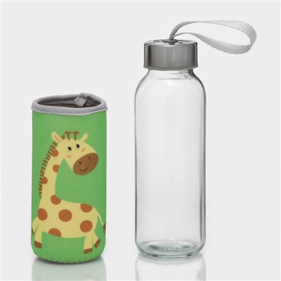 Бутылка для воды стеклянная в чехле «Африка», 300 мл, h=17 см, цвета МИКС