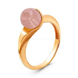 Кольцо из золочёного серебра с нат.розовым кварцем