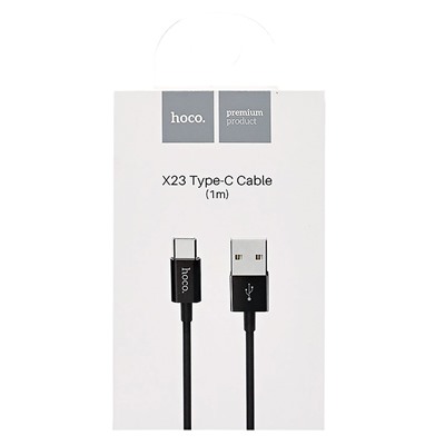 Кабель USB - Type-C Hoco X23 Skilled (повр. уп.)  100см 2,1A  (black)