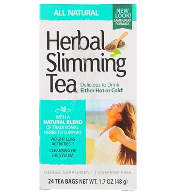 21st Century, Herbal Slimming Tea, All Natural, Caffeine Free, 24 Tea Bags, 1.7 oz (48 g)