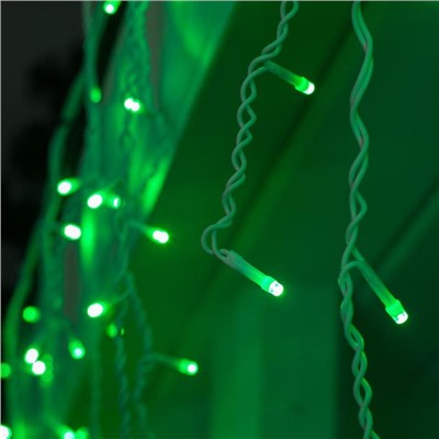 Гирлянда «Бахрома» 3 × 0.6 м, IP44, УМС, белая нить, 160 LED, свечение зелёное, 220 В