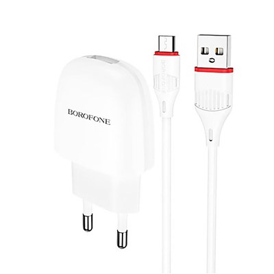 Адаптер Сетевой с кабелем Borofone BA49A Vast USB 2,1A/10W (USB/Micro USB) (white)