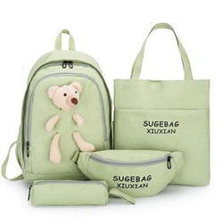 Рюкзак светло-зеленый с мишкой Набор 4в1 Арт. 359#