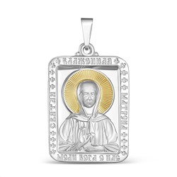 Подвеска-икона из родированного серебра с золочением - св.Матрона