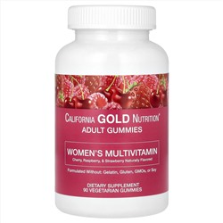 California Gold Nutrition, мультивитамины для женщин, без желатина и глютена, ягодно-фруктовый вкус, 90 жевательных конфет