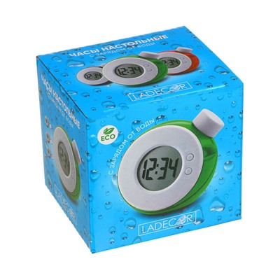 LADECOR CHRONO Часы настольные ЭКО с зарядом от воды, 6,8х8,2х8,3см, 3 цвета