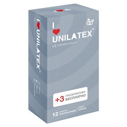 Презервативы с рёбрами Unilatex Ribbed - 12 шт. + 3 шт. в подарок