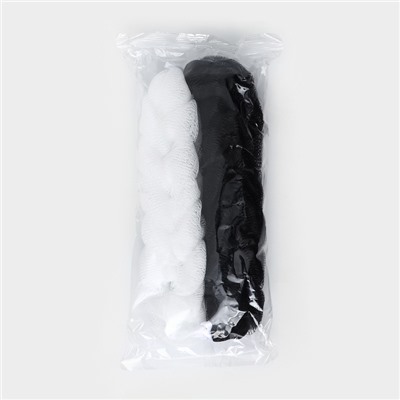 Набор мочалок для тела CUPELLIA SPA: 2 косы по 70 гр, цвета черный и белый