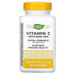 Nature's Way, витамин С с плодами шиповника, повышенная сила действия, 1000 мг, 250 капсул