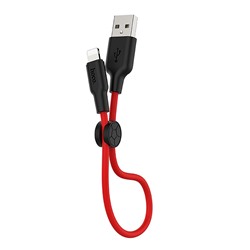 Кабель USB - Apple lightning Hoco X21 Plus (silicone)  25см 2,4A  (red)