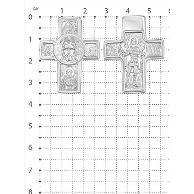 Крест из серебра родированный - 3,5 см 925 пробы 3-377р