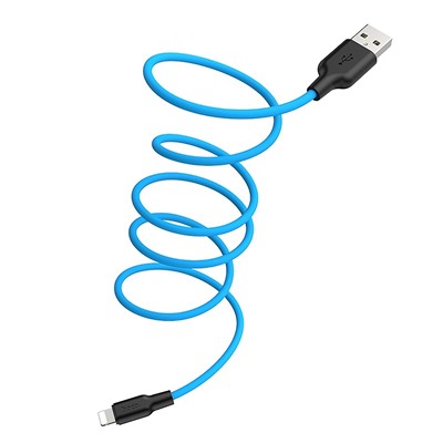Кабель USB - Apple lightning Hoco X21 Plus (silicone)  100см 2,4A  (blue/black)
