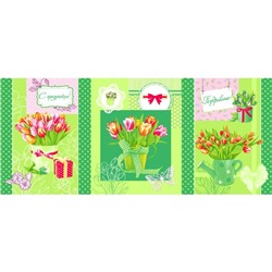 Набор вафельных полотенец 3 шт 50/60 см 449/2 Тюльпаны цвет зеленый