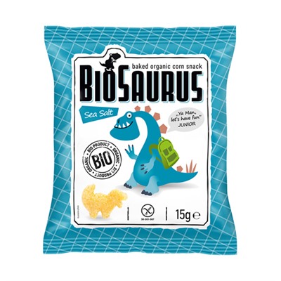 Cнеки кукурузные с морской солью BioSaurus, 15 г