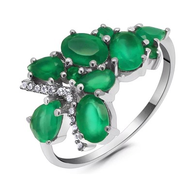 Кольцо из серебра зеленый агат, Лоза