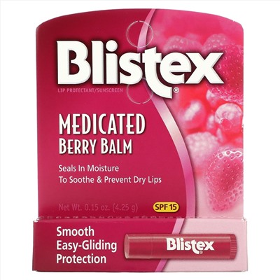 Blistex, заживляющий бальзам, защита губ с солнцезащитным фильтром, SPF 15, ягоды, 4,25 г (0,15 унции)