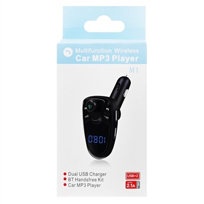 Автомобильный FM-трансмиттер - M-450M1 BT  2USB, mini jack 3,5 мм (black)