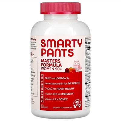 SmartyPants, Masters Formula Women 50+, Blueberry, Orange Creme, and Strawberry Banana, 120 Gummies