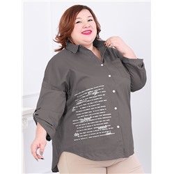 Стильная женская рубашка из хлопка темно-серого цвета