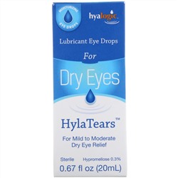 Hyalogic, HylaTears, увлажняющие глазные капли от сухости глаз, 20 мл (0,67 жидк. унции)