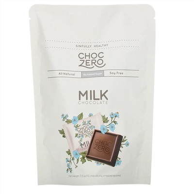 ChocZero, порционный молочный шоколад, без добавленного сахара, 10 шт., 100 г (3,5 унции)