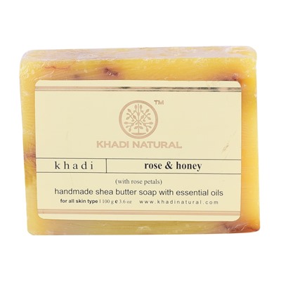 Khadi Rose & Honey with Rose Petals Soap / Кхади Мыло "Роза и Мед с Лепестками Роз" 100г.