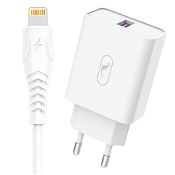 Адаптер Сетевой с кабелем SKYDOLPHIN SC35L QC3.0 USB 5A/25W (USB/Lightning) (white)