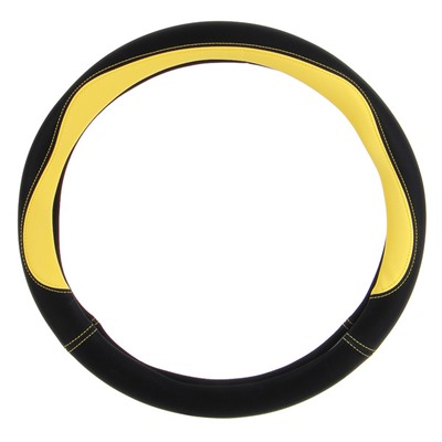 Оплетка руля, экокожа, со вставками "желтый", черный, размер М