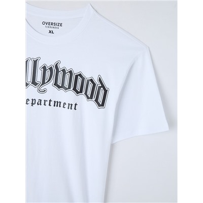 Свободная футболка с готическим принтом Чисто-белый