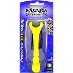 Станок для бритья Schick (Wilkinson Sword) Protector-3D Diamond Yellow (+2 кассеты) на подставке