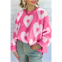 Bonbon Pearl Beaded Heart Drop Shoulder Sweater