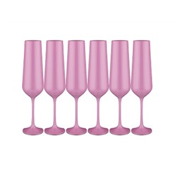Набор бокалов для шампанского 200мл 6шт SANDRA SPRAYED PINK h=25см