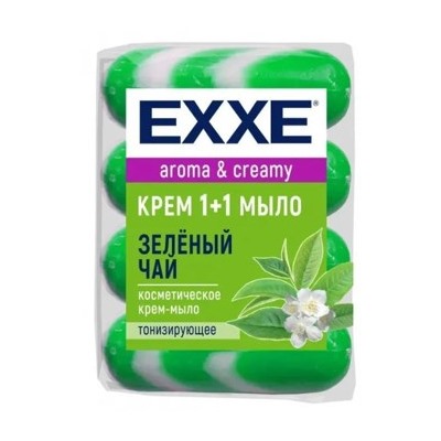 EXXE Крем-мыло туалетное Зелёный чай полосатое зелёное 4 шт 90гр 4722