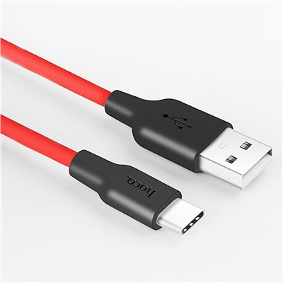 Кабель USB - Type-C Hoco X21 Silicone  100см 3A  (black/red)