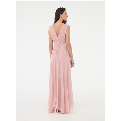 Однотонное длинное платье Розовый пудровый