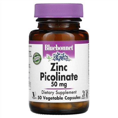 Bluebonnet Nutrition, Zinc Picolinate, 50 mg, 50 Vegetable Capsules