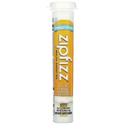 Zipfizz, Healthy Energy With Vitamin B12, Orange Cream, 20 Tubes, 11 g Each