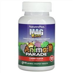Nature's Plus, Animal Parade, MagKidz, магний для детей, натуральный вишневый вкус, 90 таблеток в форме животных