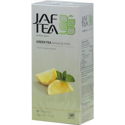 JAF TEA. Зеленый. Лимон-мята карт.пачка, 25 пак.